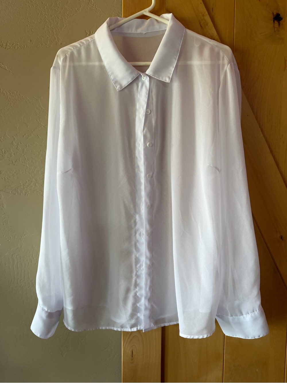 Classic White Womens Sheer Button-Up Shirt